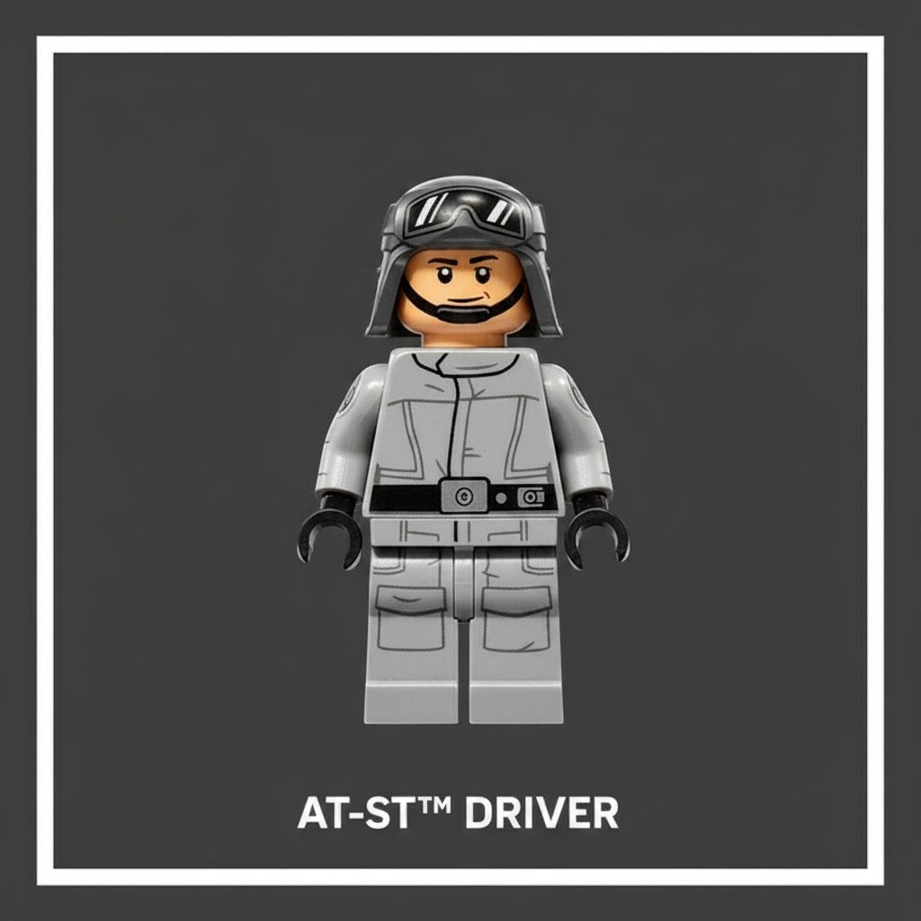 Legacy Brick LEGO Star Wars AT-ST Driver minifigure in grey uniform with helmet and goggles from set 75417